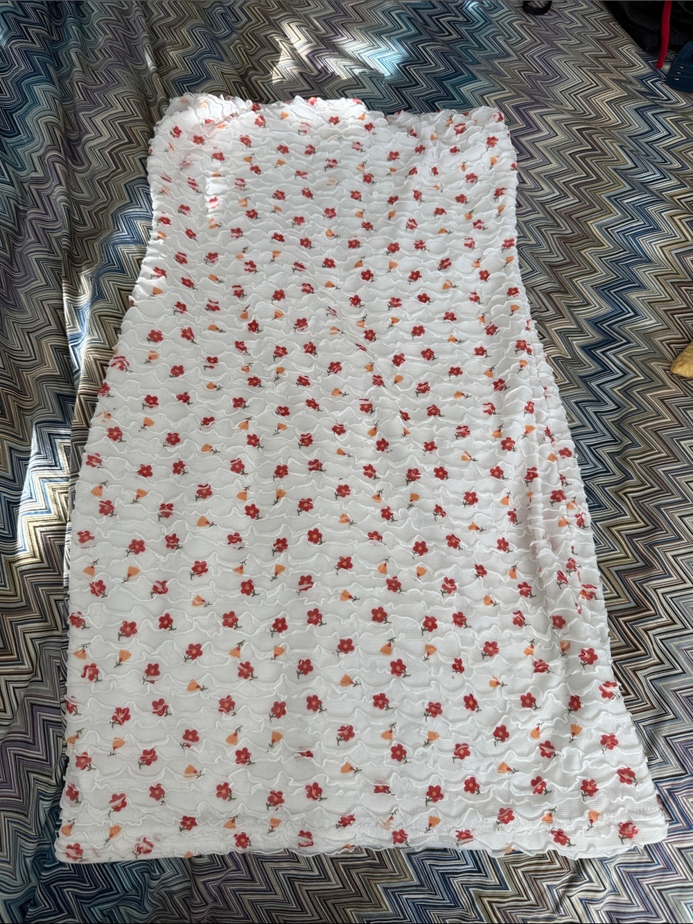 Princess Polly White Floral Tube Dress with Red & Peach Flowers